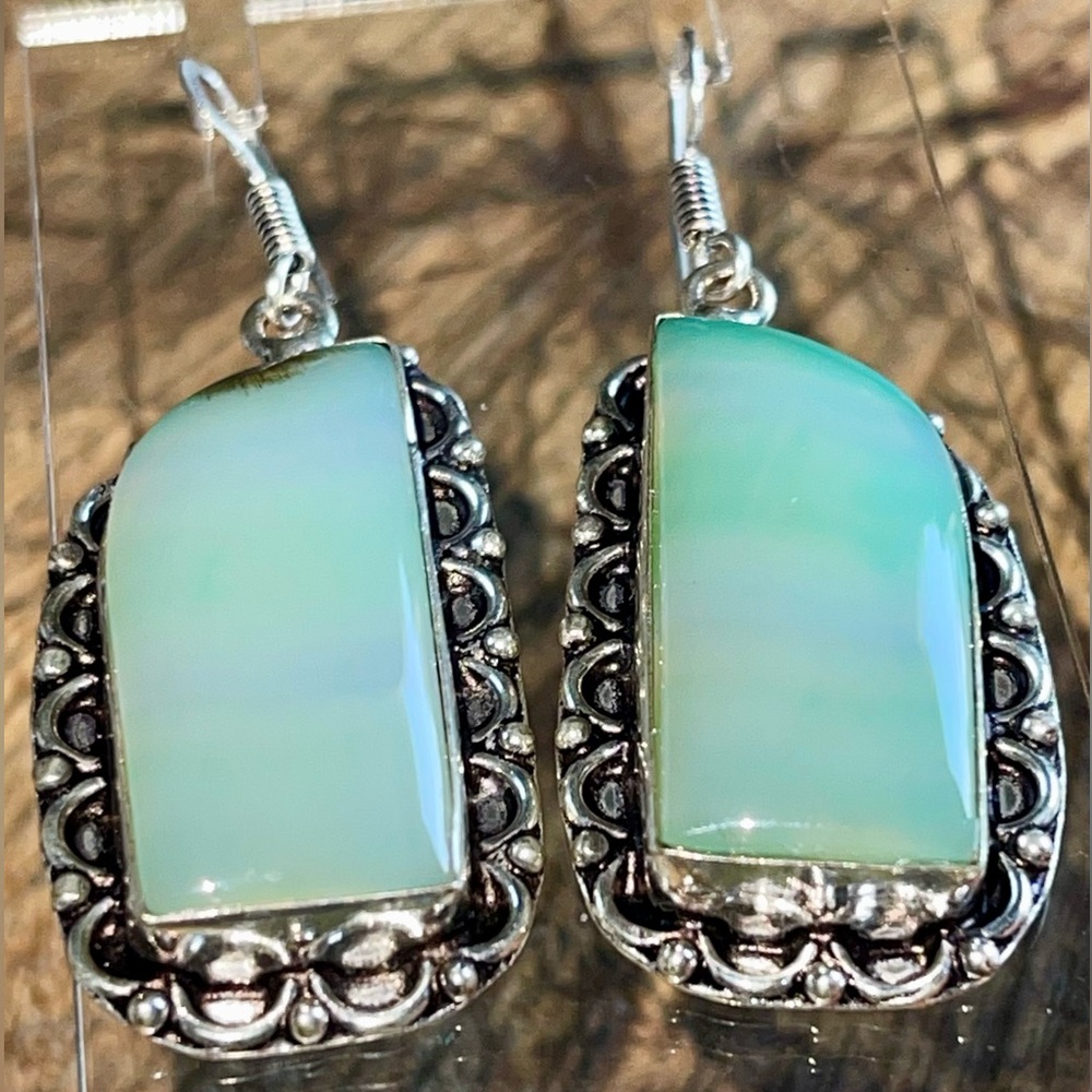 Green Onyx Earrings 2 1/4”
